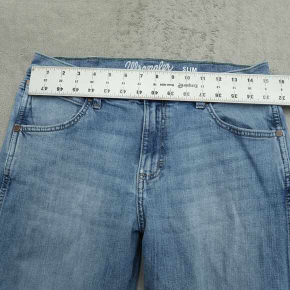 Wrangler Retro Jeans Mens Fits 30x32 (No Tag) Blue Slim Straight Stretch Denim - Picture 14 of 16